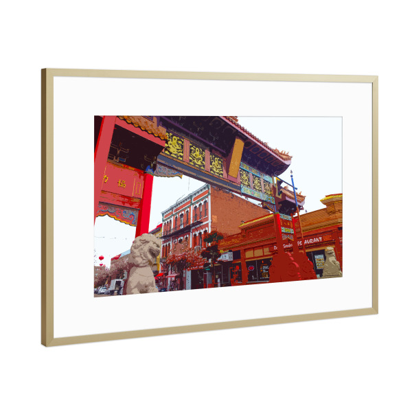 Poster mit Rahmen Gold "Chinatown Gate" artboxONE - Reise,Architektur,Reise / Asien,Reise / Länder