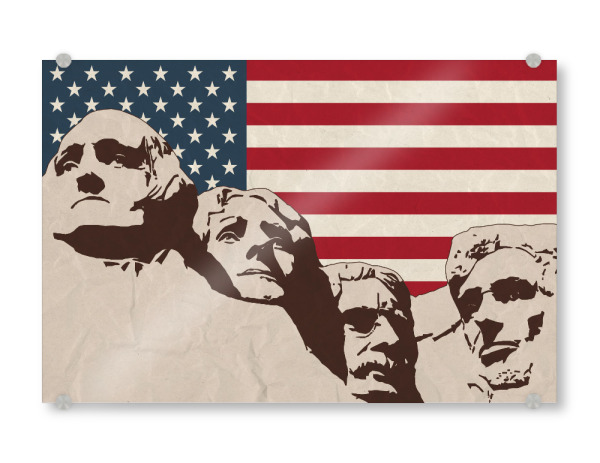 Acrylglasbild "Mount Rushmore with Flag" artboxONE - Reise,Reise / Länder