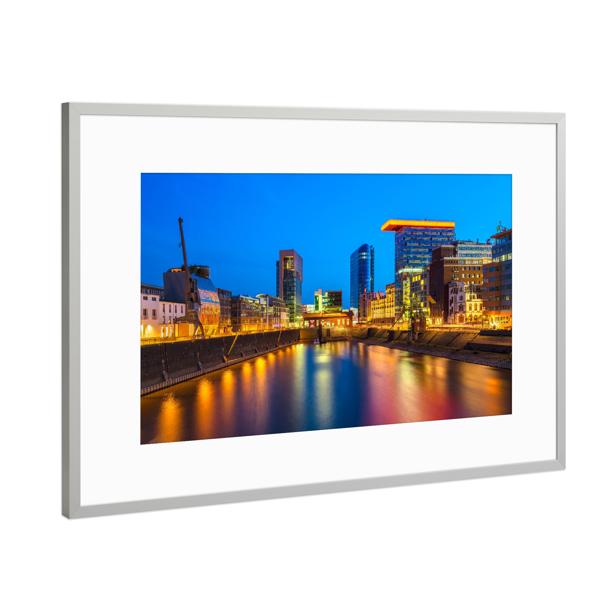Poster mit Rahmen Silber "Medienhafen, Düsseldorf" artboxONE - Reise,Architektur,Städte / Düsseldorf