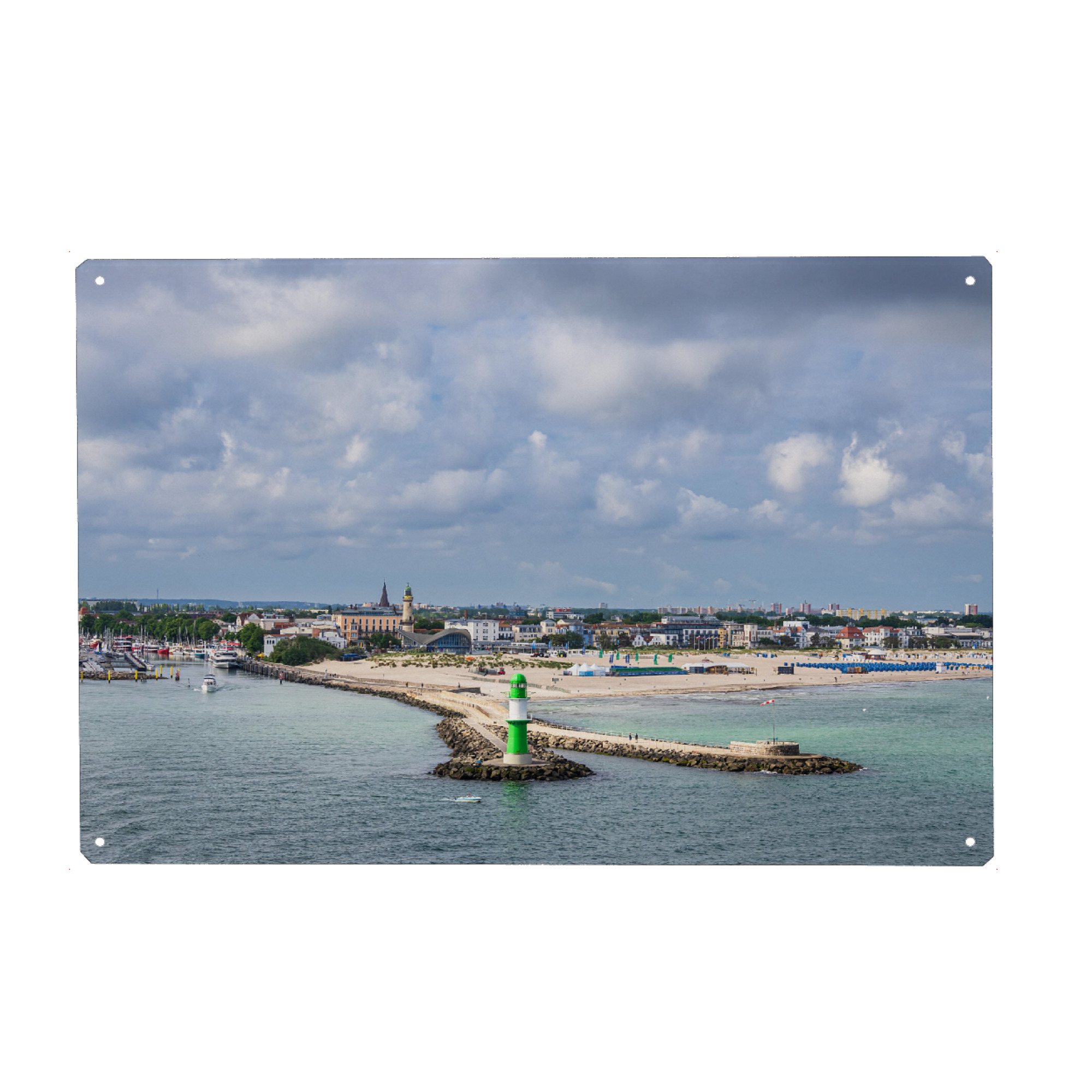 Metall Poster "Wolken, Warnemünde, Mole" artboxONE - Städte,Natur,Reise,Architektur,Reise / Strand und Meer