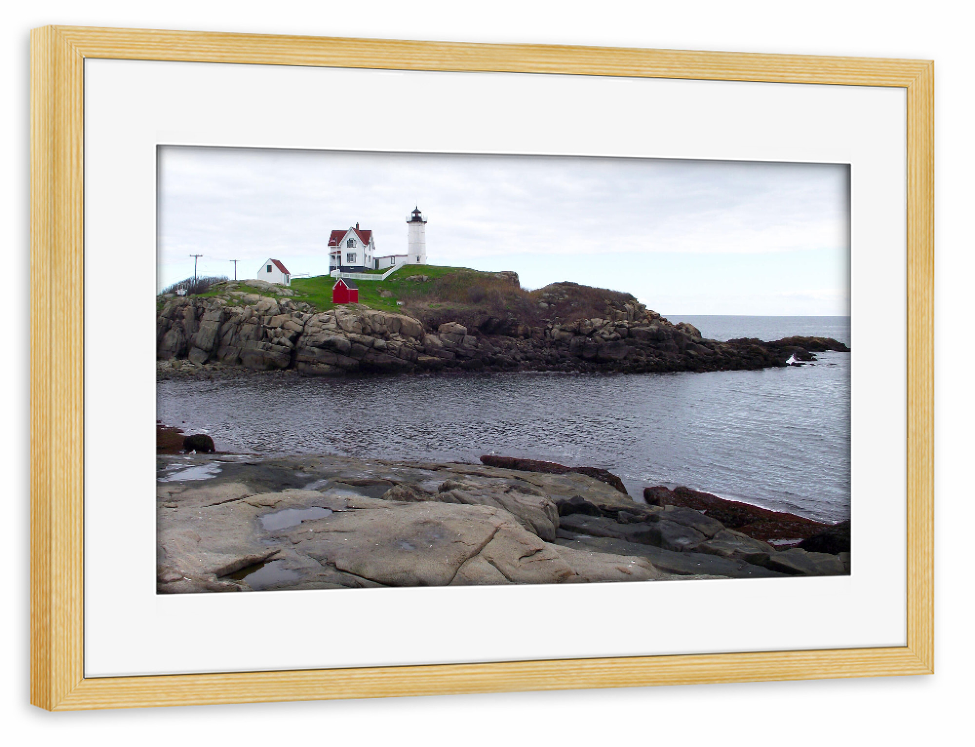 Poster mit Rahmen kiefer "Cape Neddick Light" artboxONE - Reise,Architektur,Reise / Strand und Meer,Reise / Länder