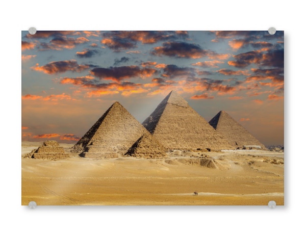 Acrylglasbild "Sonnenuntergang an den Pyramiden" artboxONE - Architektur,Reise / Afrika