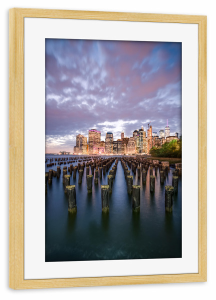 Poster mit Rahmen kiefer "Brooklyn-Bridge-Park" artboxONE - Städte,Städte / New York,Reise,Architektur,Reise / Länder