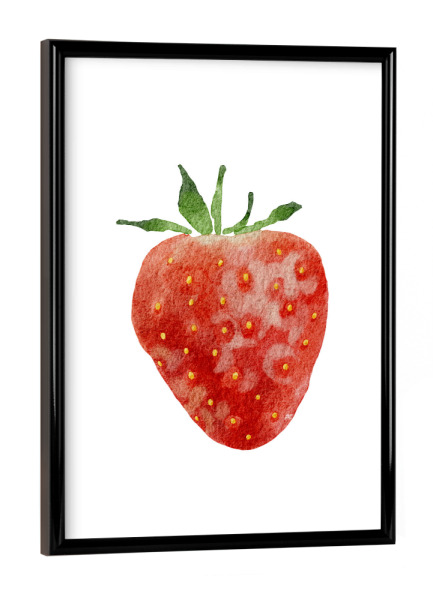 Poster mit schwarzem Rahmen "Aquarell Erdbeerfrucht" artboxONE - Essen & Trinken / Obst & Gemüse