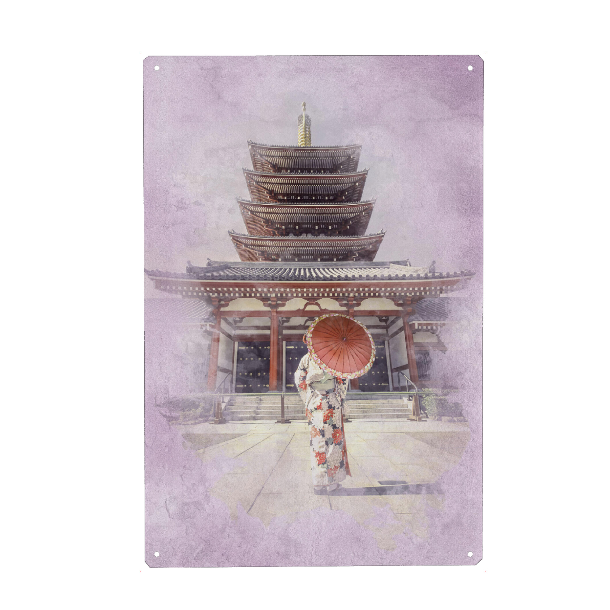 Metall Poster "Asakusa-Aquarell" artboxONE - Städte,Reise,Reise / Asien,Reise / Länder,Städte / Tokio