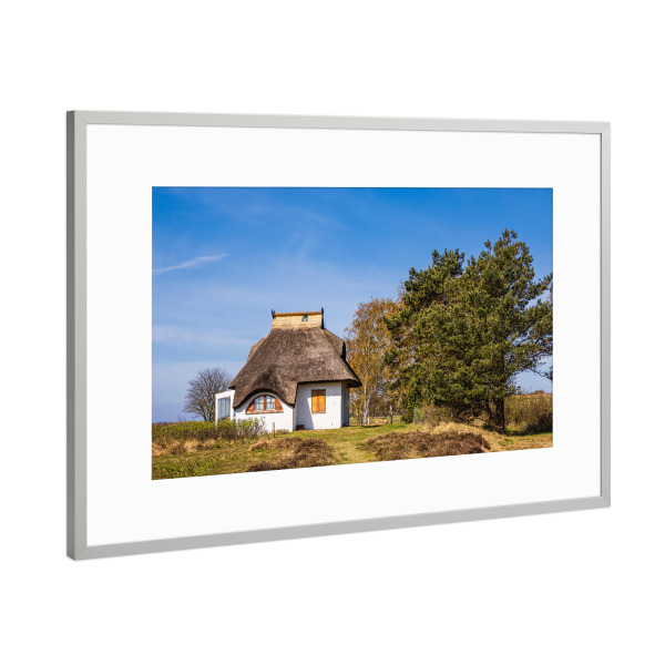 Poster mit Rahmen Silber "Gras, Haus und Bäume" artboxONE - Natur,Reise,Architektur