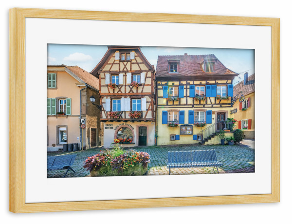 Poster mit Rahmen kiefer "Dorf Eguisheim" artboxONE - Städte,Reise,Architektur,Reise / Länder,Städte / Weitere