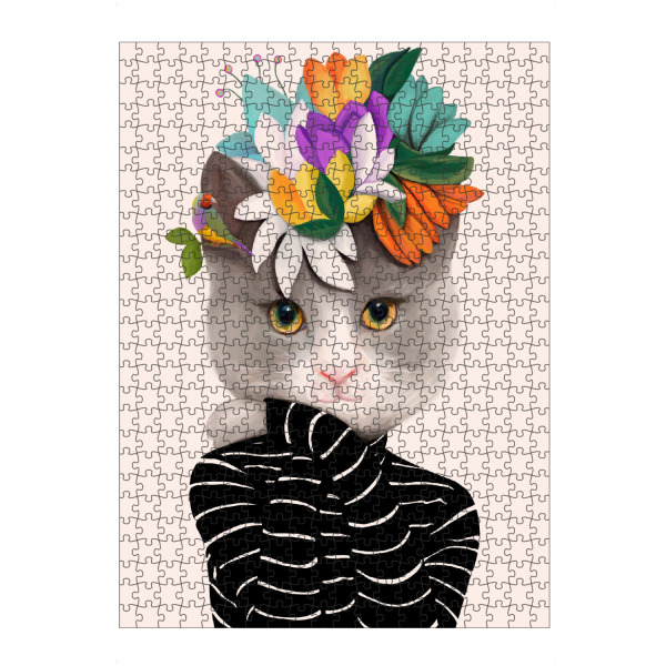 Puzzle Ravensburger "Cats & Dotz-Flower Cat" artboxONE - Natur,Floral,Tiere - Katze,Haustier,Blume,Blüten,Blumenkranz,Natur,Blumenstrauß