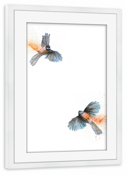 Poster mit Rahmen weiß "Rua Piwakawaka" artboxONE - Tiere