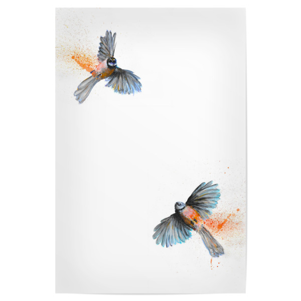 Poster 30x20 cm "Rua Piwakawaka" artboxONE - Tiere - Vögel,Fantail,Neuseeland,Aotearoa,Flug,Grafik,Bewegung,Natur,Platsch,Verspielt,Tierwelt,Vogel