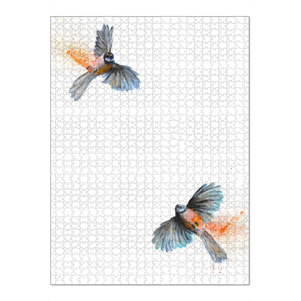 Puzzle Ravensburger "Rua Piwakawaka" artboxONE - Tiere - Vögel,Fantail,Neuseeland,Aotearoa,Flug,Grafik,Bewegung,Natur,Platsch,Verspielt,Tierwelt,Vogel