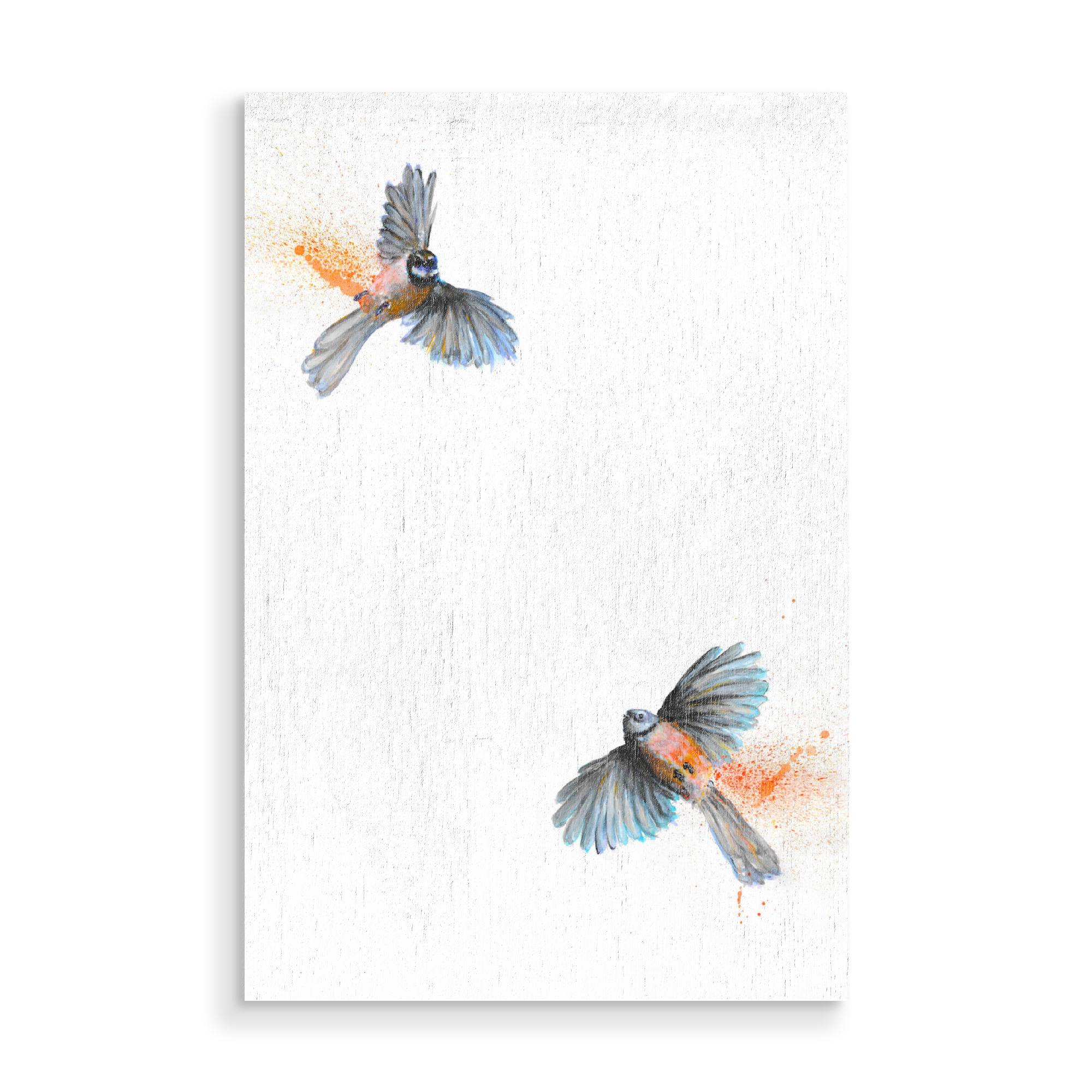 Holzbild "Rua Piwakawaka" artboxONE - Tiere - Vögel,Fantail,Neuseeland,Aotearoa,Flug,Grafik,Bewegung,Natur,Platsch,Verspielt,Tierwelt,Vogel