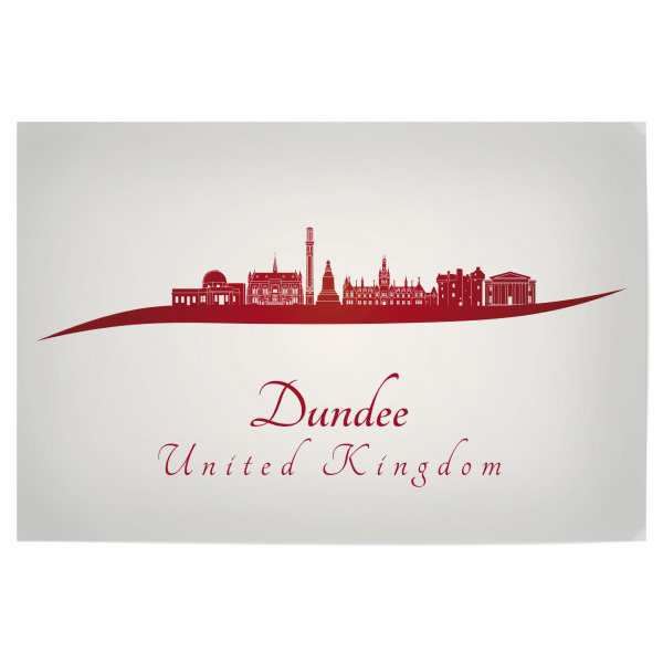Poster 30x20 cm "Dundee-Skyline in Rot" artboxONE - Städte,Architektur - Stadt,Skyline,Denkmäler,Aquarell,Tourismus,Reise,Pastellfarbe,Geschenk