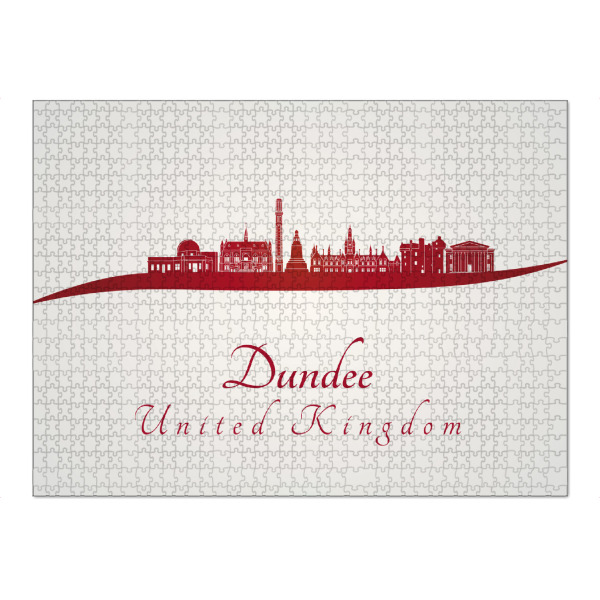 Puzzle Ravensburger "Dundee-Skyline in Rot" artboxONE - Städte,Architektur - Stadt,Skyline,Denkmäler,Aquarell,Tourismus,Reise,Pastellfarbe,Geschenk