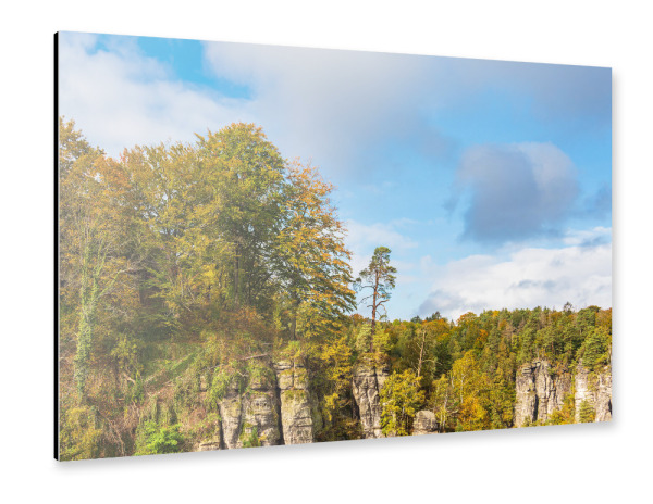 Alu-Dibond "Wolken, Bäume, Felsen" 30x20 cm artboxONE