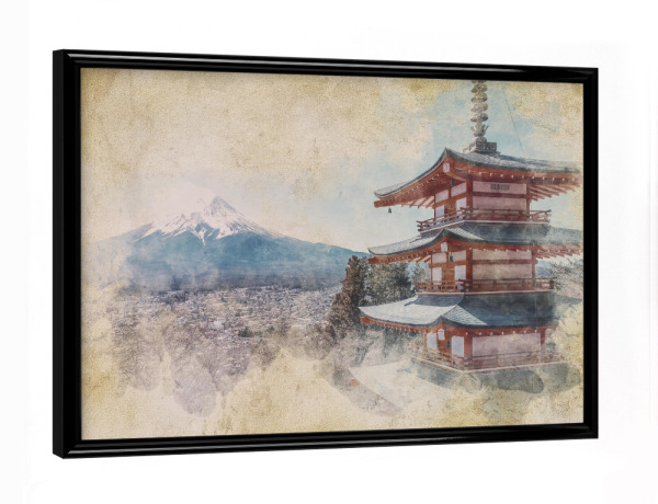 Poster mit schwarzem Rahmen "Japanisches Aquarell" artboxONE - Natur,Reise,Architektur,Reise / Asien,Reise / Länder
