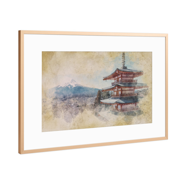 Poster mit Rahmen Kupfer "Japanisches Aquarell" artboxONE - Natur,Reise,Architektur,Reise / Asien,Reise / Länder