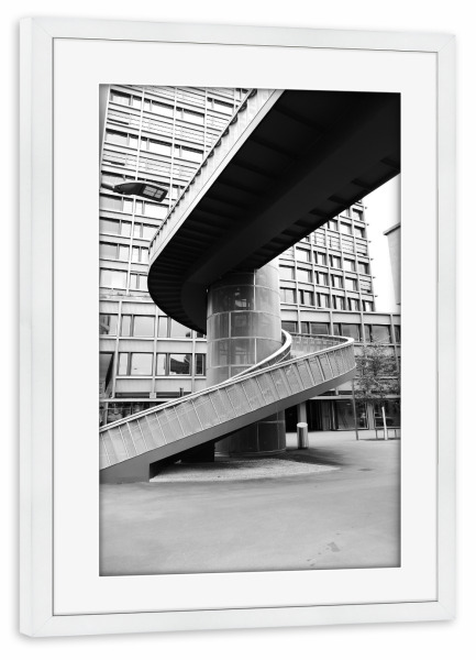 Poster mit Rahmen weiß "Urban Stairs" artboxONE - Architektur,Geometrie,Fashion,Streetart,Städte / Zürich