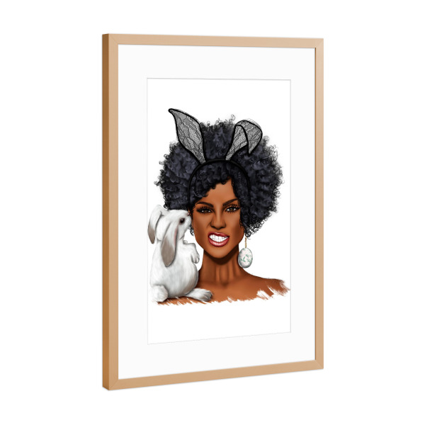 Poster mit Rahmen Kupfer "Mädchen mit Häschen" artboxONE - Tiere,Fashion,Für Mama,Festivals,Lustig