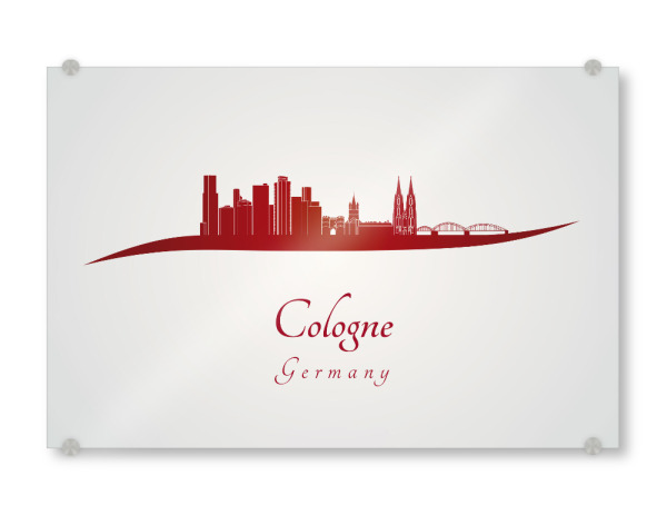 Acrylglasbild "Kölner Skyline in Rot" artboxONE - Städte,Architektur - Skyline,Stadt,Denkmäler,Metropole,Reise,Tourismus,Geschenk,Rot,Köln