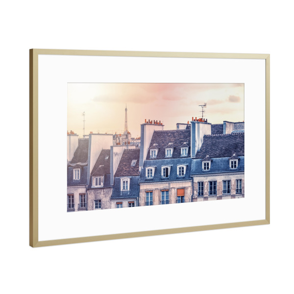Poster mit Rahmen Gold "Sonnenlicht über Paris" artboxONE - Städte,Reise,Architektur,Städte / Paris,Reise / Länder