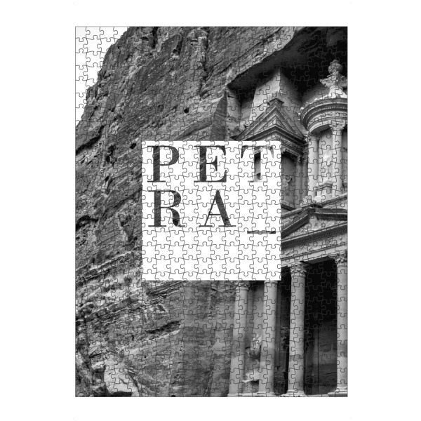 Puzzle Ravensburger "Petra sw" artboxONE - Städte,Typografie,Abstrakt - Petra,Jordanien,Wahrzeichen,Fotografie,Schwarzweiß,Kirche - Bild petra