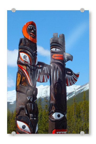 Acrylglasbild "Indianische Totems in den Rockies" artboxONE - Reise,Reise / Länder
