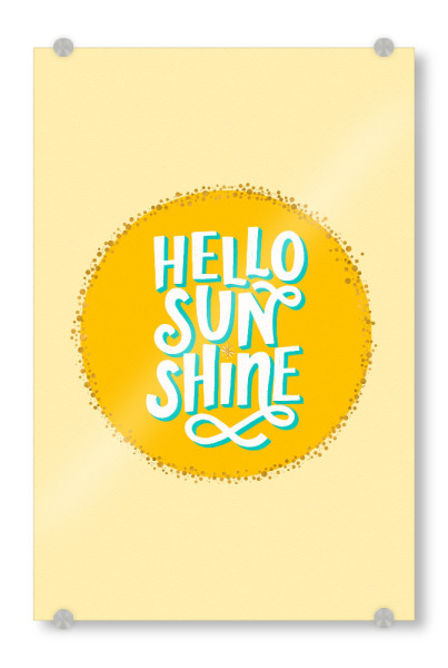 Acrylglasbild "Hello Sunshine. Sonne im Herzen" artboxONE - Typografie,Für Kinder,Buchstaben