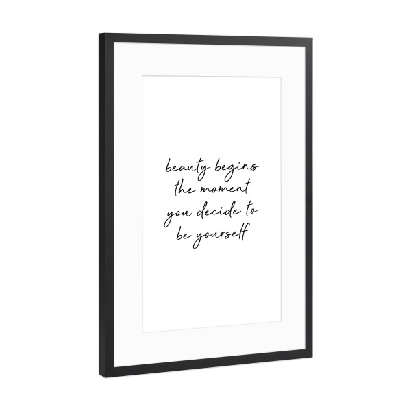 Poster mit Rahmen Schwarz (Metallic) "Sei du selbst Zitat" artboxONE - Typografie,Für Kinder,Menschen,Fashion,Für Mama