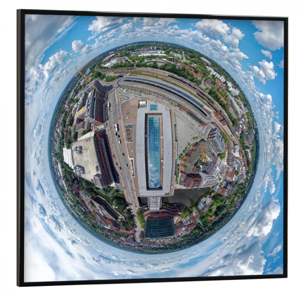 Poster mit schwarzem Rahmen 30x30 cm "Hamburg-Bergedorf CCB-Dach; high" artboxONE - Städte,Städte / Hamburg,Reise,Architektur,Reise / Länder