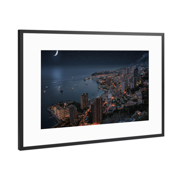 Poster mit Rahmen Schwarz (Metallic) "Monaco bei Nacht" artboxONE - Städte,Reise,Architektur,Reise / Länder,Städte / Weitere