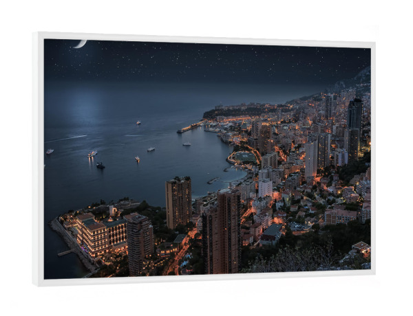 Poster mit weißem Rahmen "Monaco bei Nacht" artboxONE - Städte,Reise,Architektur,Reise / Länder,Städte / Weitere