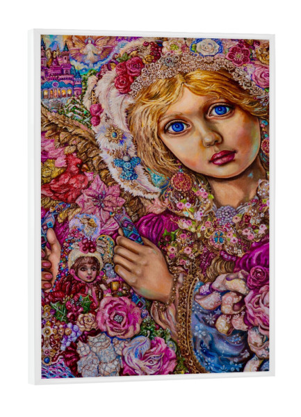 Poster mit weißem Rahmen "Ein Weihnachtsengel bunt" artboxONE - Menschen,Weihnachten - Engel,Weihnachten,Fantasie,Religion