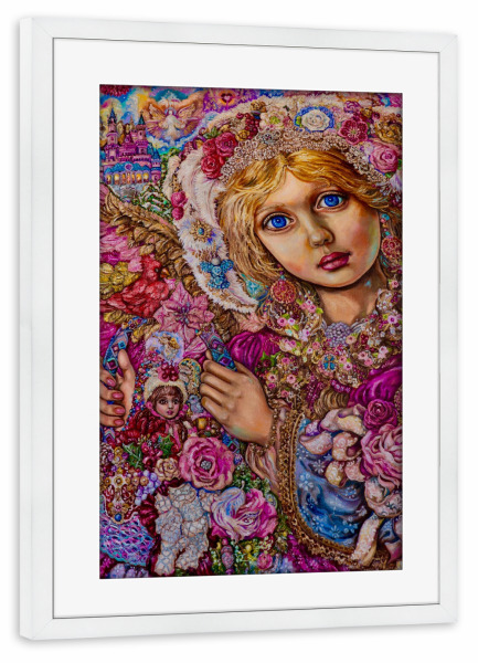 Poster mit Rahmen weiß "Ein Weihnachtsengel bunt" artboxONE - Menschen,Weihnachten - Engel,Weihnachten,Fantasie,Religion