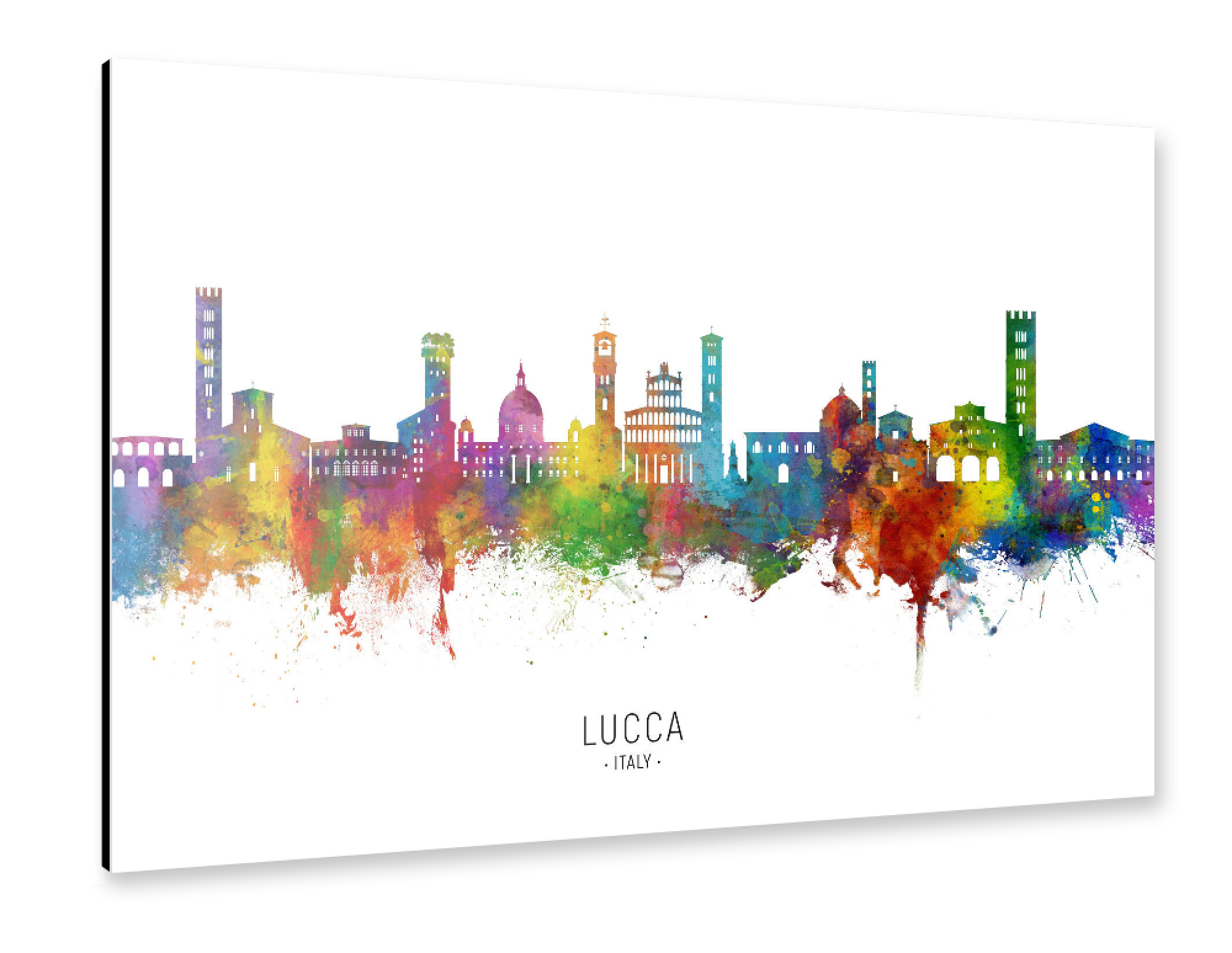 Alu-Dibond "Lucca Italien Skyline txt" 75x50 cm artboxONE