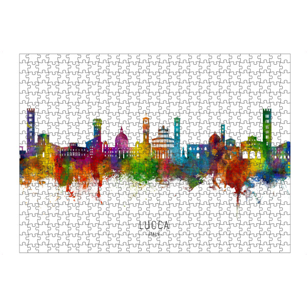 artboxONE Puzzle "Lucca Italien Skyline txt" artboxONE - Städte - Lucca,Italien,Skyline,Stadtbild,Stadtbild,Aquarell,Malerei - Bild lucca