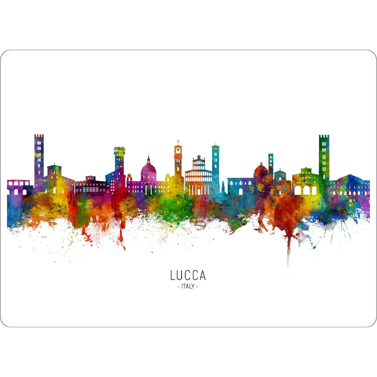 Tischset "Lucca Italien Skyline txt" artboxONE - Städte - Lucca,Italien,Skyline,Stadtbild,Stadtbild,Aquarell,Malerei - Bild lucca