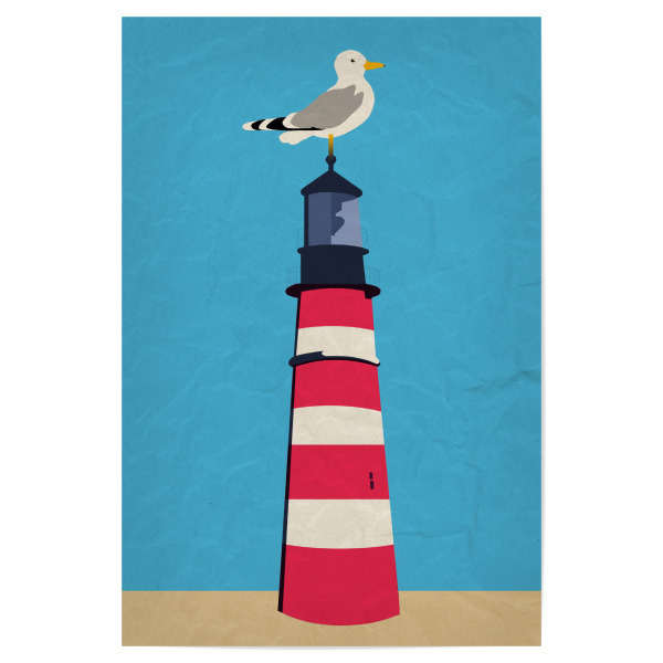 Poster 30x20 cm "Ne Möwe aufm Leuchtturm" artboxONE - Reise,Für Kinder,Architektur,Reise / Strand und Meer,Reise / Länder