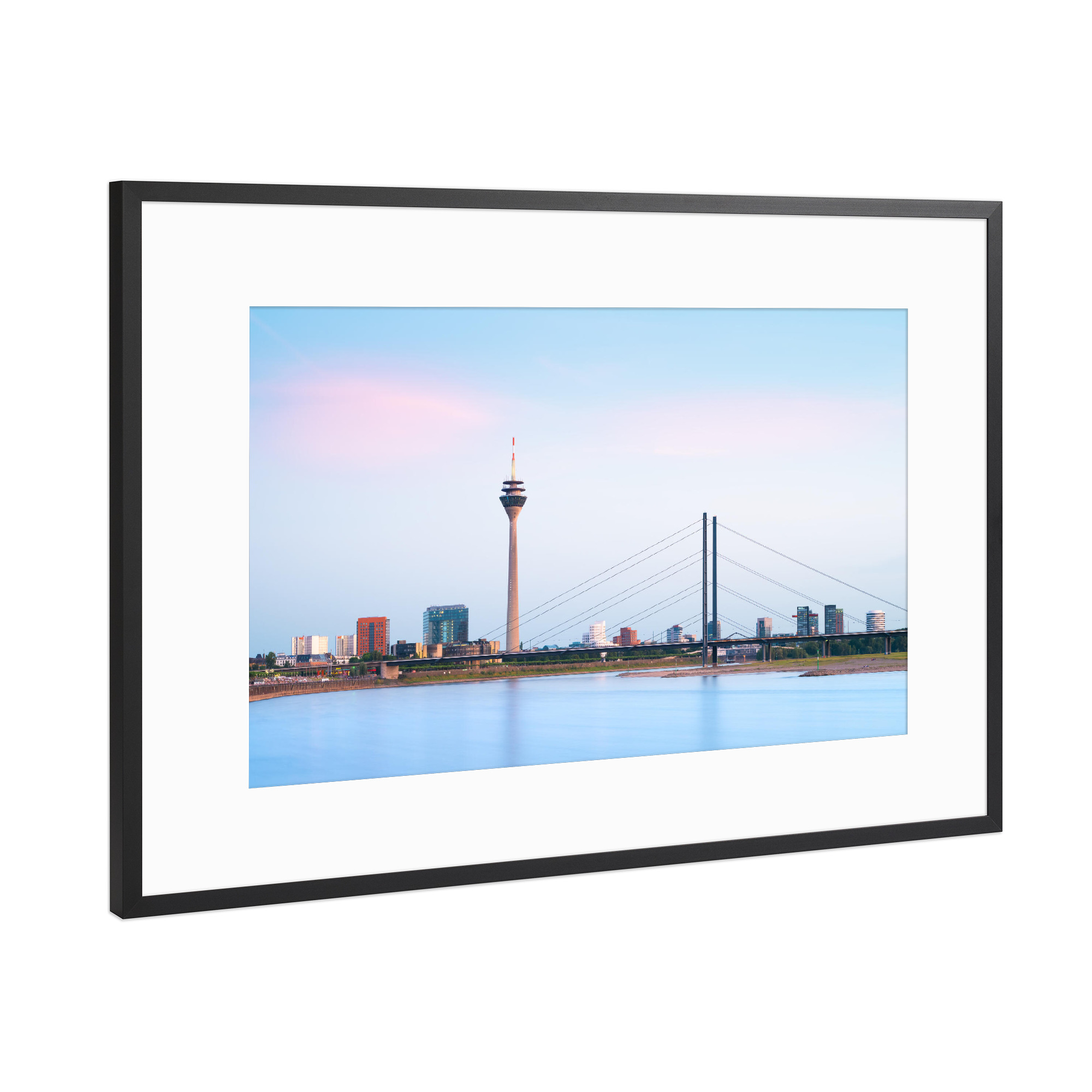Poster mit Rahmen Schwarz (Metallic) "Düsseldorf (Düsseldorf) Skyline" artboxONE - Reise,Architektur,Städte / Düsseldorf