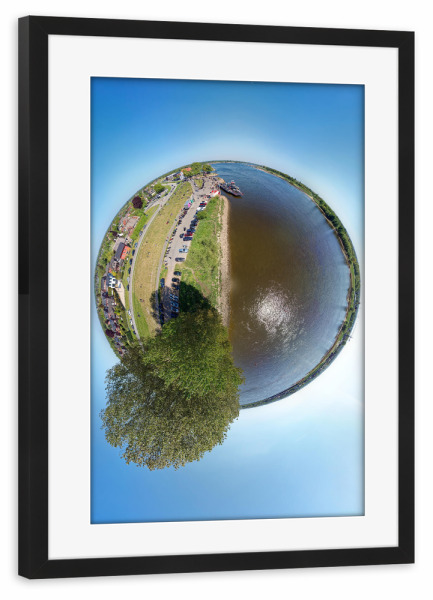 Poster mit Rahmen schwarz "Hamburg Zollenspieker Fähranleger" artboxONE - Städte,Städte / Hamburg,Natur,Reise,Architektur