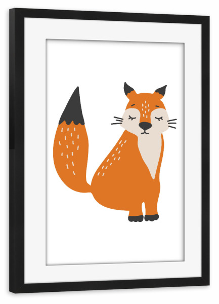 Poster mit Rahmen schwarz "Baby Fuchs Tierkunst" artboxONE - Für Kinder,Tiere
