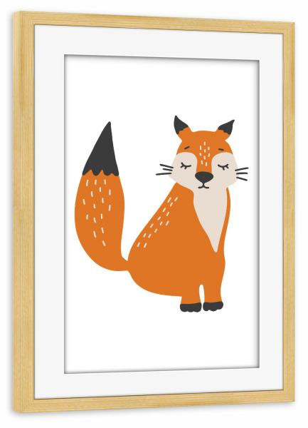 Poster mit Rahmen kiefer "Baby Fuchs Tierkunst" artboxONE - Für Kinder,Tiere