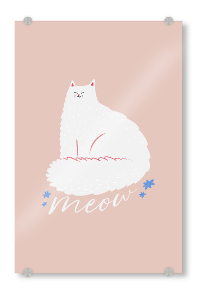 Acrylglasbild "Weiße Katze Kunst" artboxONE - Tiere,Comic,Für Mama - Katze,Weiße katze,Lustig,Kinder,Kinderzimmer