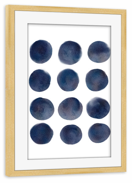 Poster mit Rahmen kiefer "Marinekreis" artboxONE - Abstrakt - Abstrakt,Modern,Minimal,Navy,Dunkelblau,Kreis,Rund