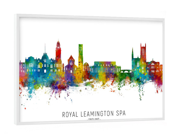 Poster mit weißem Rahmen "Royal Leamington Spa Skyline txt" artboxONE - Städte
