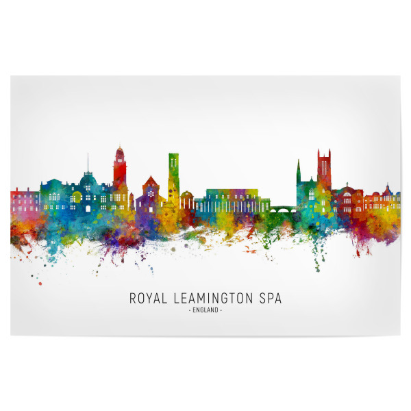Poster "Royal Leamington Spa Skyline txt" artboxONE - Städte - Royal leamington spa,England,Skyline,Stadtbild,Stadtbild,Aquarell,Malerei