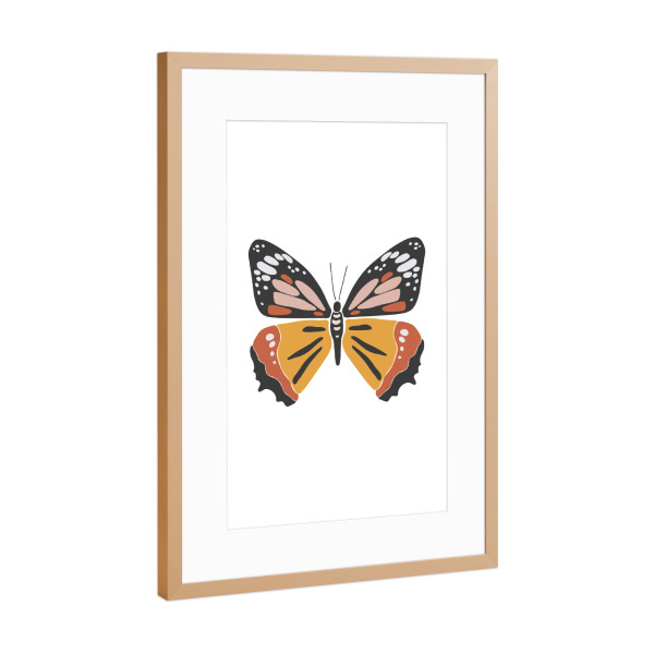 Poster mit Rahmen Kupfer "Farbiger Sommerschmetterling" artboxONE - Tiere - Schmetterling,Insekt,Tier,Boho,Sommer,Frühling,Abbildung,Orange,Isoliert