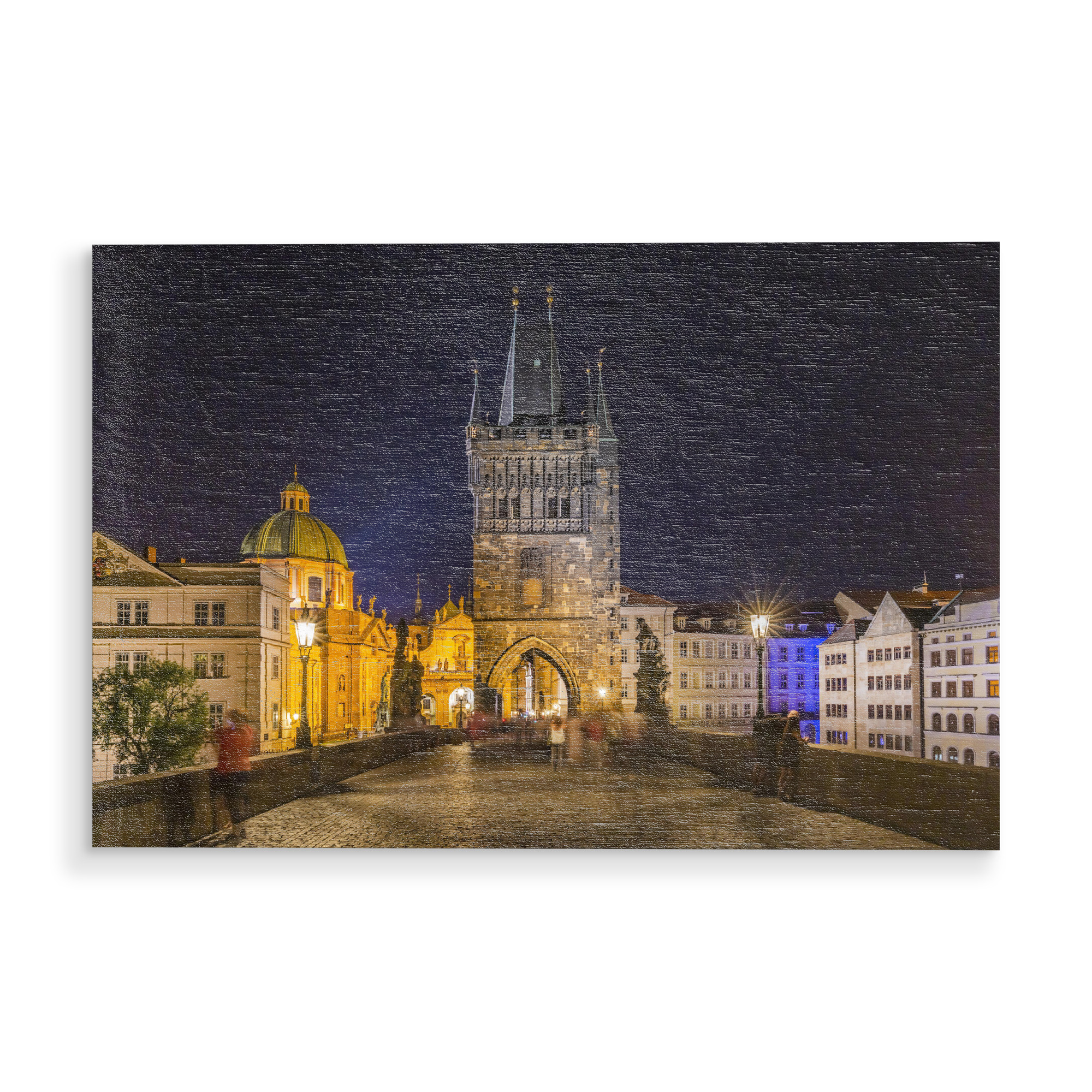 Holzbild "Trubel auf der Karlsbrücke" artboxONE - Architektur,Städte / Prag