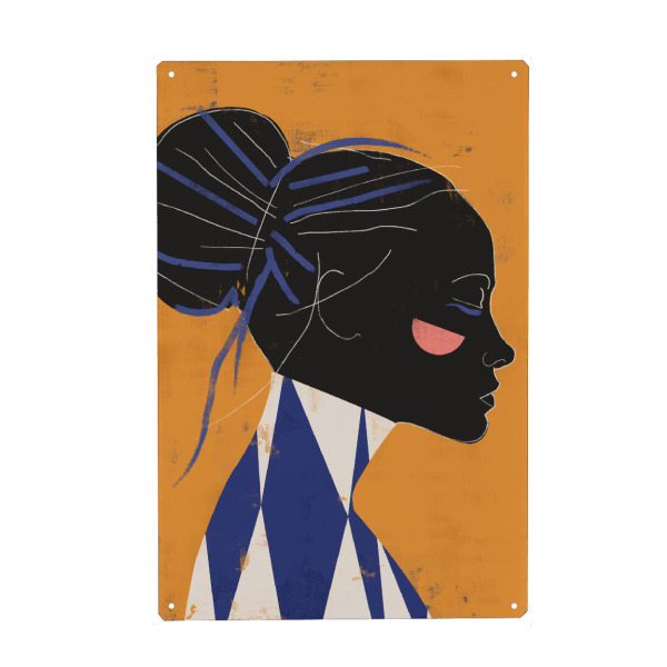 Metall Poster "Mädchen-Farbzusammenfassung" artboxONE - Abstrakt,Menschen - Frau,Mädchen,Geometrisch,Abstrakt - Blechschild