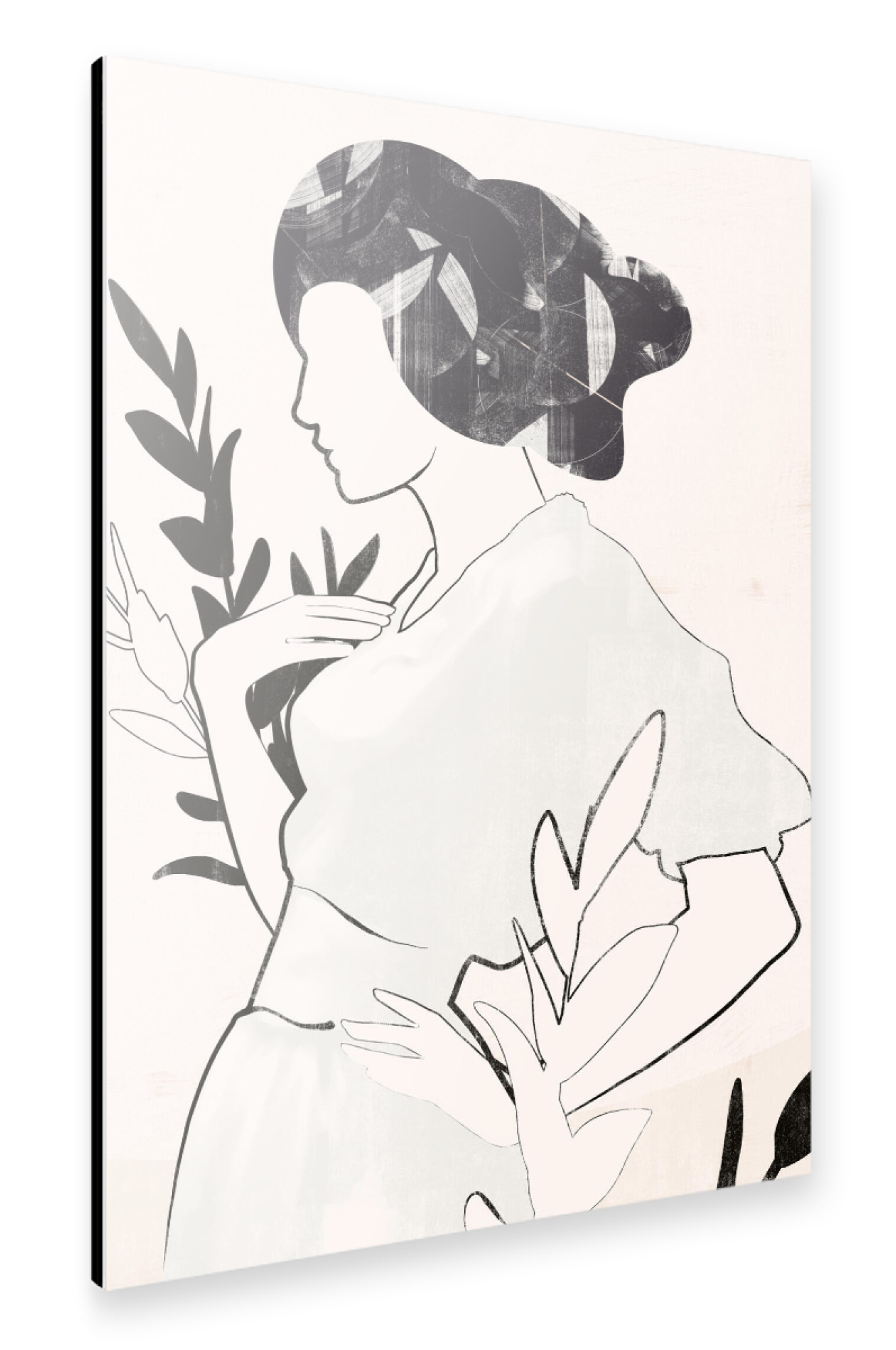 Alu-Dibond "Frau Blatt Mädchen" 75x50 cm artboxONE
